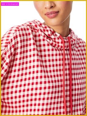 Alice + Olivia Niki Red White Gingham Plaid Pullover Hoodie